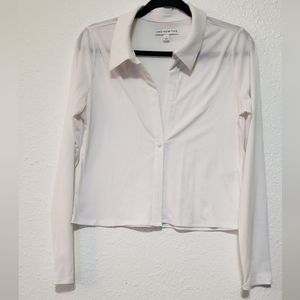 And Now This, crop top with one button and collar, ribbed, size L